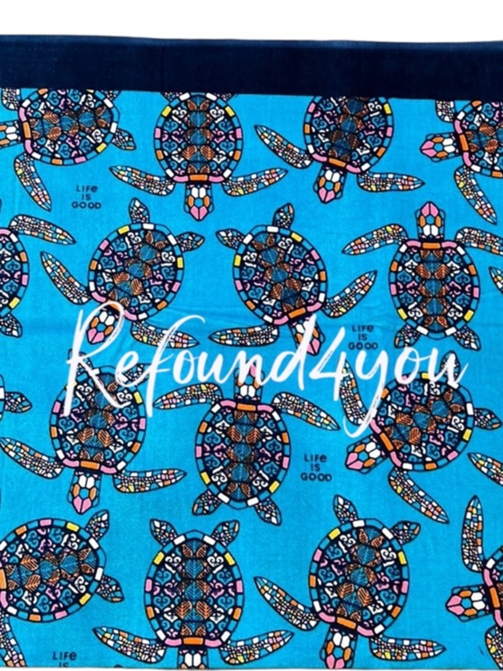 Life is Good - ‘Turtles’ Blue. Beach Towel. 36” x 68”. NWT. Firm!
